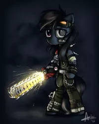 Size: 1280x1598 | Tagged: artist:alec, chainsaw, dead rainbow dash, derpibooru import, rainbow dash, semi-grimdark, solo