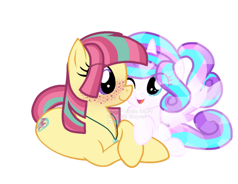 Size: 1112x860 | Tagged: artist:flurrypastels-mlp, base used, dead source, derpibooru import, freckles, ponified, princess flurry heart, safe, sour sweet, watermark