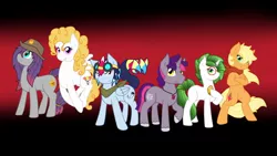 Size: 1280x720 | Tagged: artist:glacierfrostclaw, comic:crazy future, derpibooru import, dracony, hybrid, interspecies offspring, oc, oc:aerial ace, oc:alternate dawn, oc:apple eden, oc:little aj, oc:sparity, oc:super surprise, offspring, parent:applejack, parent:rarity, parents:canon x oc, parent:spike, parents:sparity, parent:twilight sparkle, parent:unnamed oc, safe, unofficial characters only, wallpaper