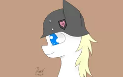 Size: 1280x800 | Tagged: safe, artist:donnik, derpibooru import, oc, oc:aryanne, unofficial characters only, earth pony, pony, face, female, germany, heart, helmet, mane, markings, nazi, profile, smiling, soldier, solo, swastika, wehrmacht