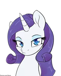 Size: 900x1125 | Tagged: artist:alasou, cute, derpibooru import, looking at you, patreon, pouting, rarity, safe, simple background, solo, transparent background