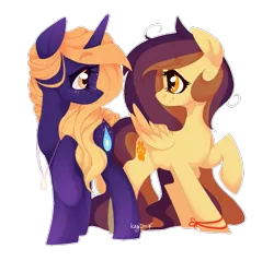 Size: 669x640 | Tagged: safe, artist:thatonedistantartist, derpibooru import, oc, oc:lessi, oc:star drop, unofficial characters only, pegasus, pony, unicorn