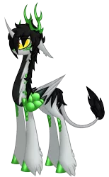 Size: 810x1315 | Tagged: safe, artist:australian-senior, derpibooru import, ponified, alicorn, kirin, kirindos, alternate universe, antlers, colored hooves, colored sclera, golden eyes, image, png, portal (valve), rocket turret, scales, solo, turret, unshorn fetlocks