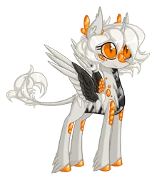 Size: 1123x1275 | Tagged: safe, artist:australian-senior, derpibooru import, oc, oc:bonnie invictus, ponified, alicorn, pony, kirindos, alternate universe, antlers, colored hooves, colored sclera, image, leonine tail, orange eyes, p-body, png, portal (valve), portal 2, scales, simple background, slit pupils, solo, transparent background, unshorn fetlocks