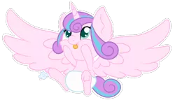 Size: 1000x570 | Tagged: safe, artist:gummysky, derpibooru import, princess flurry heart, baby, baby alicorn, baby flurry heart, cute, diaper, diapered, diapered filly, female, filly, flurrybetes, furry, simple background, sitting, solo, spread wings, tongue out, transparent background, white diaper