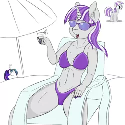 Size: 1500x1500 | Tagged: anthro, artist:chapaevv, beach, belly button, bikini, breasts, busty twilight velvet, clothes, derpibooru import, female, heart, implied incest, safe, shining armor, simple background, swimsuit, twilight sparkle, twilight velvet