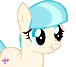 Size: 1248x1102 | Tagged: alternate hairstyle, artist:camtwosix, cocobetes, coco pommel, cute, derpibooru import, missing accessory, safe, scrunchy face, simple background, solo, transparent background
