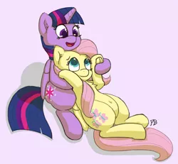 Size: 1280x1182 | Tagged: safe, artist:pabbley, derpibooru import, fluttershy, twilight sparkle, twilight sparkle (alicorn), alicorn, pony, cuddling, cute, female, lesbian, shipping, shyabetes, sitting, snuggling, twiabetes, twishy