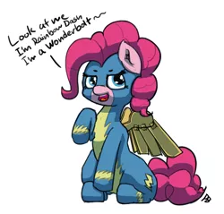 Size: 1280x1226 | Tagged: artist:pabbley, clothes, derpibooru import, fake wings, pinkie pie, safe, solo, wonderbolts uniform