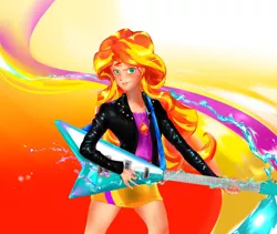 Size: 1900x1600 | Tagged: safe, artist:facundoakira, derpibooru import, sunset shimmer, equestria girls, flying v, guitar, human coloration, solo, sunset shredder