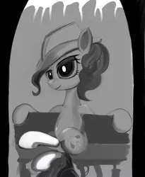 Size: 1024x1251 | Tagged: artist:ponsce, derpibooru import, hat, monochrome, pinkie clone, pinkie pie, safe, solo, the saddle row review