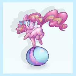 Size: 1024x1024 | Tagged: artist:katemaximova, ball, bow, derpibooru import, hair bow, pinkie pie, rainbow power, safe, season 4, solo