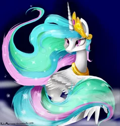 Size: 1024x1075 | Tagged: artist:katemaximova, derpibooru import, princess celestia, safe, solo, windswept mane