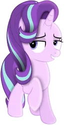 Size: 3913x7300 | Tagged: safe, artist:illumnious, derpibooru import, starlight glimmer, pony, unicorn, bedroom eyes, female, mare, raised hoof, simple background, smug, smuglight glimmer, solo, transparent background, vector