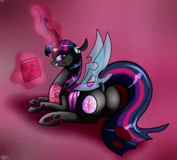 Size: 1600x1450 | Tagged: artist:novaspark, book, brainy twilight, changeling, changelingified, changeling queen, cyborg, cyborgification, derpibooru import, dock, female, magic, plot, queen twilight, robot body, robot changeling, robotic body, robotic changeling, solo, solo female, species swap, suggestive, twibutt, twilight sparkle