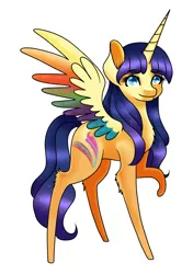 Size: 1256x1784 | Tagged: safe, artist:wildnature03, derpibooru import, oc, oc:tranquil sapling, unofficial characters only, alicorn, pony, alicorn oc, colored wings, multicolored wings, solo