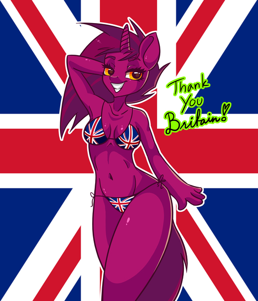 Size: 9126x10630 | Tagged: absurd resolution, anthro, arm behind head, armpits, artist:pitchyy, belly button, bikini, breasts, britain, clothes, derpibooru import, female, oc, oc:pitch, solo, solo female, suggestive, swimsuit, united kingdom, unofficial characters only