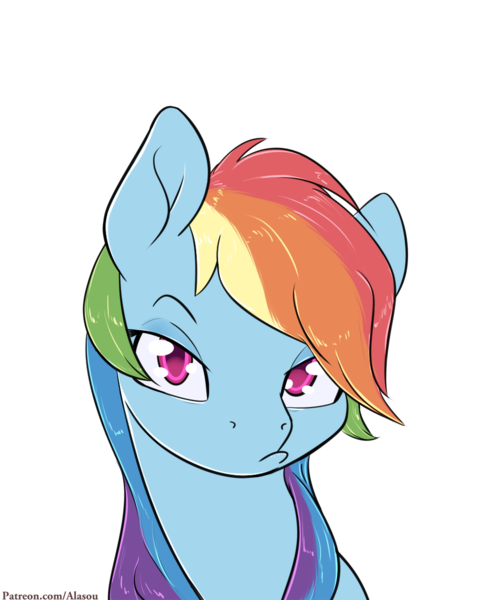 Size: 900x1125 | Tagged: artist:alasou, derpibooru import, patreon, pouting, rainbow dash, safe, simple background, solo, transparent background