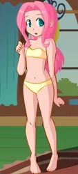 Size: 1008x2226 | Tagged: bandeau, barefoot, belly button, bra, breasts, clothes, delicious flat chest, derpibooru import, dressup game, feet, female, flash game, flattershy, fluttershy, fynsy, human, humanized, magical friends, panties, solo, suggestive, underwear, yellow underwear
