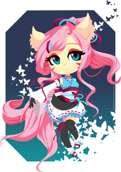 Size: 1500x2127 | Tagged: anthro, artist:oathkeeper21, clothes, derpibooru import, fluttershy, fox, kitsune, lolita fashion, lolitashy, safe, solo, wa-loli