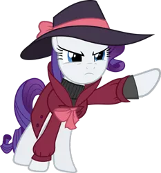 Size: 863x926 | Tagged: beatnik rarity, clothes, combined, combo, derpibooru import, detective rarity, edit, fused, fusion, hat, jacket, rarity, safe, simple background, solo, sweater, transparent background, turtleneck, vector