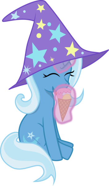 Size: 6007x10217 | Tagged: safe, artist:baka-neku, derpibooru import, trixie, pony, unicorn, absurd resolution, cute, diatrixes, female, food, glowing horn, ice cream, magic, mare, simple background, solo, telekinesis, transparent background