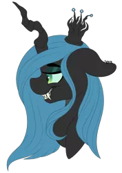 Size: 1266x1787 | Tagged: artist:spottie-dots, bust, changeling, changeling queen, derpibooru import, fangs, female, portrait, profile, queen chrysalis, safe, simple background, solo, transparent background