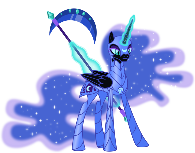 Size: 5270x4127 | Tagged: safe, artist:osipush, derpibooru import, nightmare moon, absurd resolution, alternate universe, armor, heroes of might and magic, image, inkscape, magic, png, ponies of flight and magic, scythe, simple background, solo, transparent background, vector