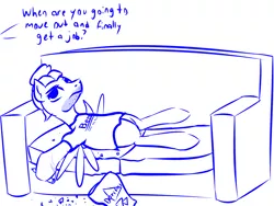 Size: 2000x1500 | Tagged: safe, artist:10art1, derpibooru import, zephyr breeze, pegasus, pony, flutter brutter, bernie sanders, chips, couch, dialogue, doritos, electronic cigarette, food, lying down, male, monochrome, offscreen character, on back, political cartoon, politics, solo, stallion, that was fast, vape, vaping