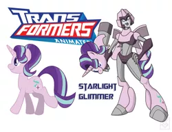 Size: 3300x2550 | Tagged: artist:inspectornills, crossover, derpibooru import, robot, safe, simple background, starlight glimmer, transformares, transformers, transformers animated, white background