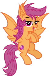 Size: 5000x7628 | Tagged: safe, artist:8-notes, derpibooru import, scootaloo, bat pony, pony, absurd resolution, bat ponified, female, filly, open mouth, ponyscape, race swap, scootabat, simple background, solo, the cmc's cutie marks, transparent background, vector