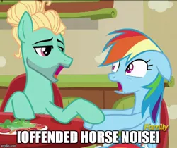 Size: 596x500 | Tagged: caption, derpibooru import, descriptive noise, discovery family logo, edit, edited screencap, female, floppy ears, flutter brutter, frown, horse noises, image macro, male, meme, offended, open mouth, personal space invasion, rainbow dash, safe, screencap, shipping, straight, wide eyes, zephdash, zephyr breeze