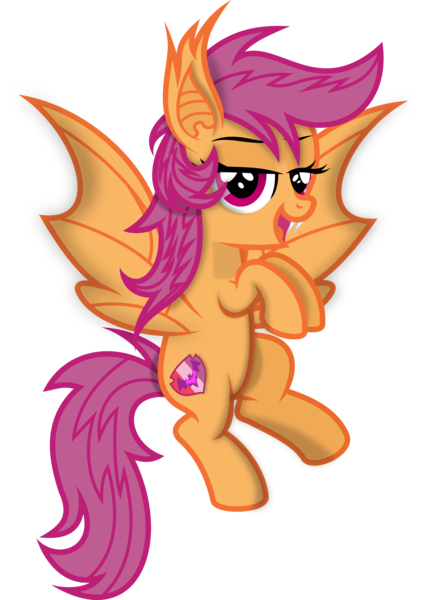 Size: 5393x7628 | Tagged: safe, artist:8-notes, derpibooru import, scootaloo, bat pony, pony, absurd resolution, bat ponified, female, filly, open mouth, ponyscape, race swap, scootabat, shading, simple background, solo, the cmc's cutie marks, transparent background, vector