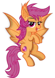 Size: 5393x7628 | Tagged: safe, artist:8-notes, derpibooru import, scootaloo, bat pony, pony, absurd resolution, bat ponified, female, filly, open mouth, ponyscape, race swap, scootabat, shading, simple background, solo, the cmc's cutie marks, transparent background, vector