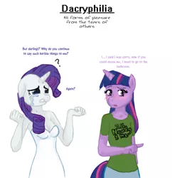 Size: 1052x1088 | Tagged: anthro, artist:sehad, big book of fetishes, bullying, crying, derpibooru import, educational, fetish, info, rarity, sadism, safe, schadenfreude, simple, tears of pain, twilight sparkle