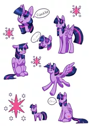 Size: 2480x3507 | Tagged: safe, artist:maria-fly, derpibooru import, twilight sparkle, twilight sparkle (alicorn), alicorn, pony, blushing, cute, derp, floppy ears, flying, sitting, solo, sticker, twiabetes