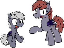 Size: 1690x1265 | Tagged: safe, artist:moemneop, derpibooru import, oc, oc:lukida, unofficial characters only, bat pony, pony, brother and sister