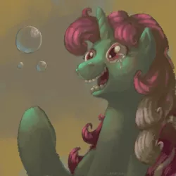 Size: 4200x4200 | Tagged: absurd resolution, artist:docwario, bubble, crying, derpibooru import, fizzy, g1, nightmare fuel, safe, solo, surreal, uncanny valley, wat, why