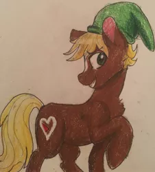 Size: 2268x2508 | Tagged: safe, artist:snowfoxythefox, derpibooru import, quarter hearts, ponified, earth pony, pony, flutter brutter, colored pencil drawing, colored sketch, crossover, epona, female, link, mare, rupee, solo, the legend of zelda, traditional art
