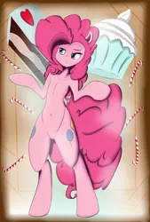 Size: 1024x1513 | Tagged: artist:madacon, derpibooru import, pinkie pie, safe, semi-anthro, solo