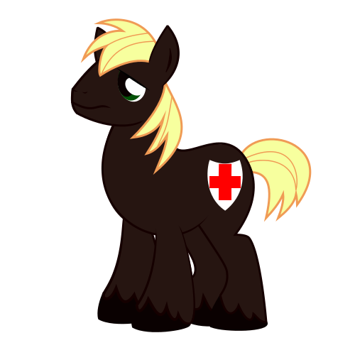 Size: 500x500 | Tagged: safe, artist:xaxu-slyph, derpibooru import, oc, oc:rescue sunstreak, unofficial characters only, earth pony, pony, cutie mark, firefighter, male, recolor, red cross, solo, stallion, unshorn fetlocks