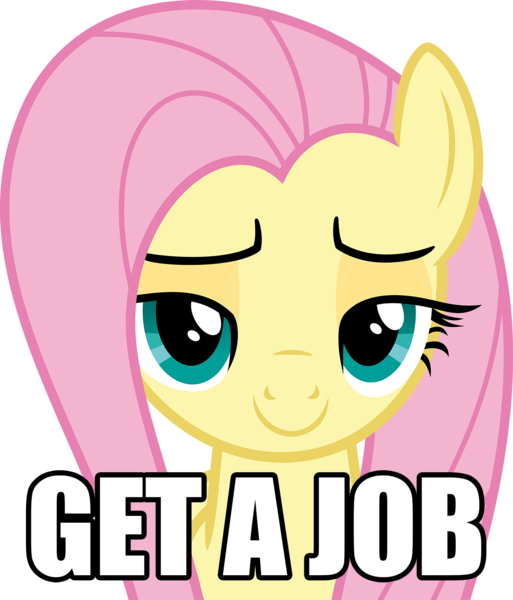 Size: 1280x1498 | Tagged: artist:magister39, derpibooru import, exploitable meme, flutter brutter, fluttershy, get a job, image macro, looking at you, meme, safe, seductive, solo, vector