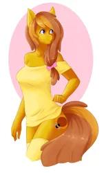 Size: 1280x2124 | Tagged: safe, artist:onion-hime, derpibooru import, oc, unofficial characters only, anthro, clothes, cutie mark, dress, solo, stockings