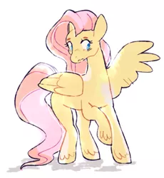 Size: 779x848 | Tagged: safe, artist:fluffpudge, derpibooru import, fluttershy, raised hoof, simple background, solo, white background