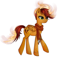 Size: 1000x1000 | Tagged: safe, artist:yuntaoxd, derpibooru import, oc, unofficial characters only, pegasus, pony, bracelet, clothes, fire, scarf, simple background, solo, transparent background