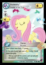 Size: 358x500 | Tagged: angel bunny, card, ccg, derpibooru import, enterplay, fluttershy, marks in time, merchandise, quote, safe, singing, solo