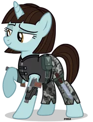 Size: 2730x3600 | Tagged: artist:a4r91n, clothes, command and conquer, crossover, derpibooru import, gun, ponified, raised hoof, red alert, safe, simple background, smug, solo, tanya adams, transparent background, vector, weapon