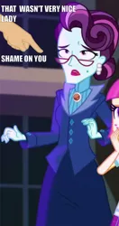 Size: 528x997 | Tagged: safe, derpibooru import, edit, edited screencap, screencap, principal abacus cinch, sour sweet, equestria girls, friendship games, cropped, hand, pointing, text edit