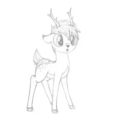 Size: 600x622 | Tagged: artist:sirzi, deer, deer oc, derpibooru import, fordeer, monochrome, non-pony oc, oc, original species, safe, solo, traditional art, unofficial characters only