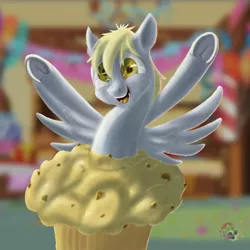 Size: 5000x5000 | Tagged: safe, artist:sloppyhooves, derpibooru import, derpy hooves, pegasus, pony, absurd resolution, female, food, mare, muffin, solo